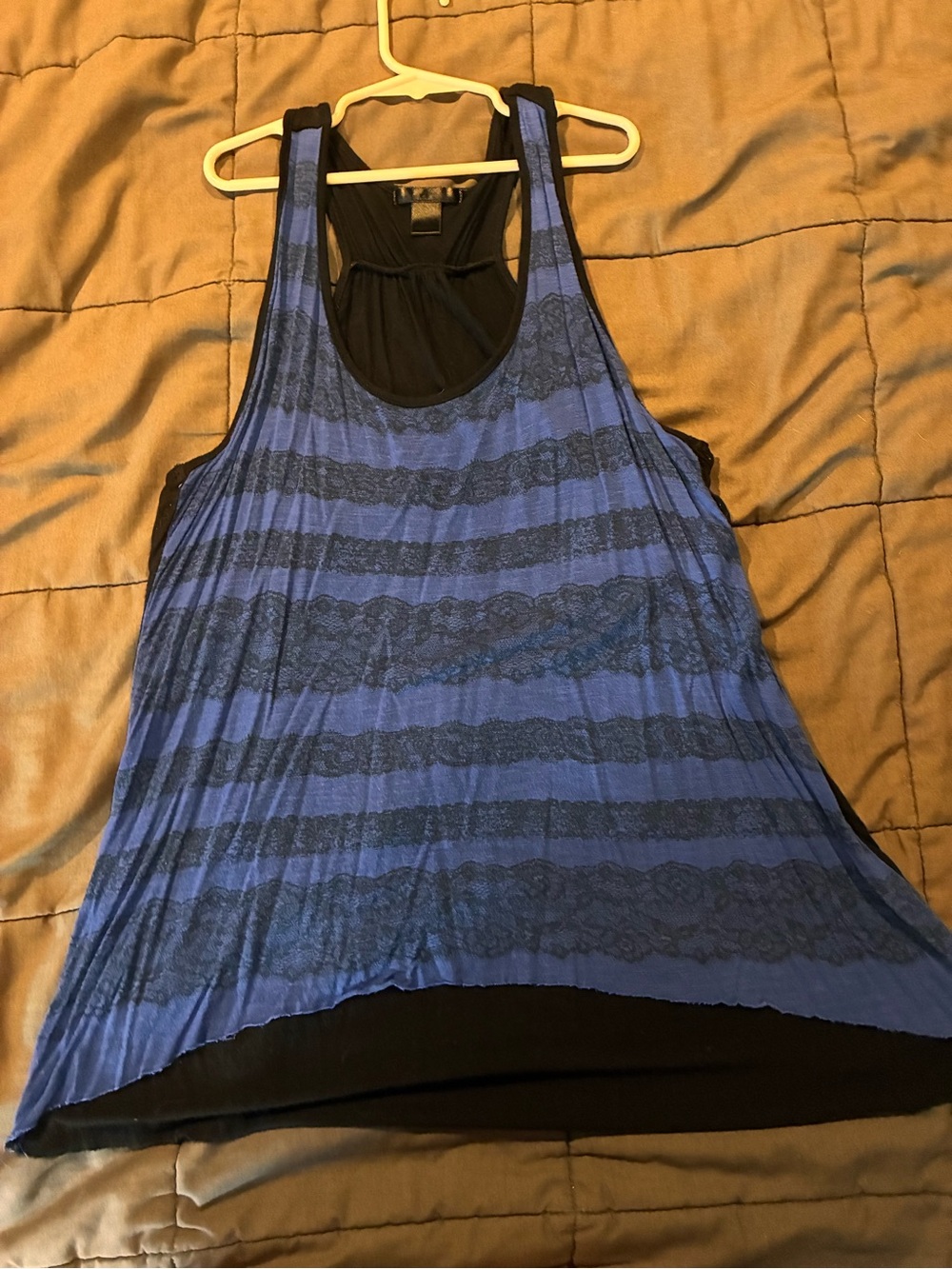 Lace design Racerback Tank Top - Blue